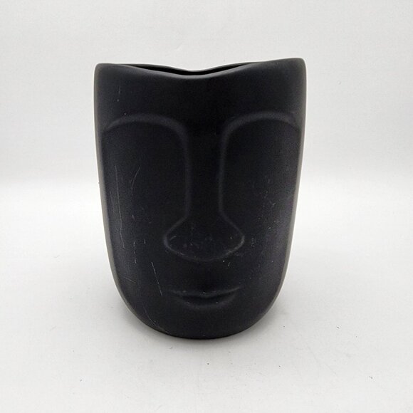 Mikasa Other - Mikasa Black Tiki Pottery Face Vase 8"